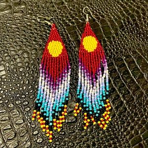 NEW!! Seed Bead Sunset Chevron Dangle Earrings